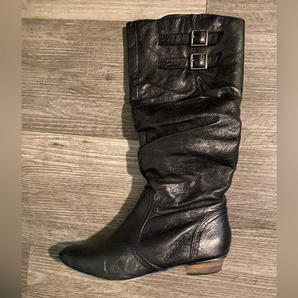 Branddy Black Leather Boots Steve Madden